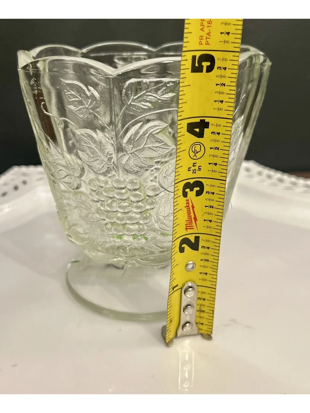 Vintage EO Brody Glass Cupped Jardiniere Planter 5” Clear FL46